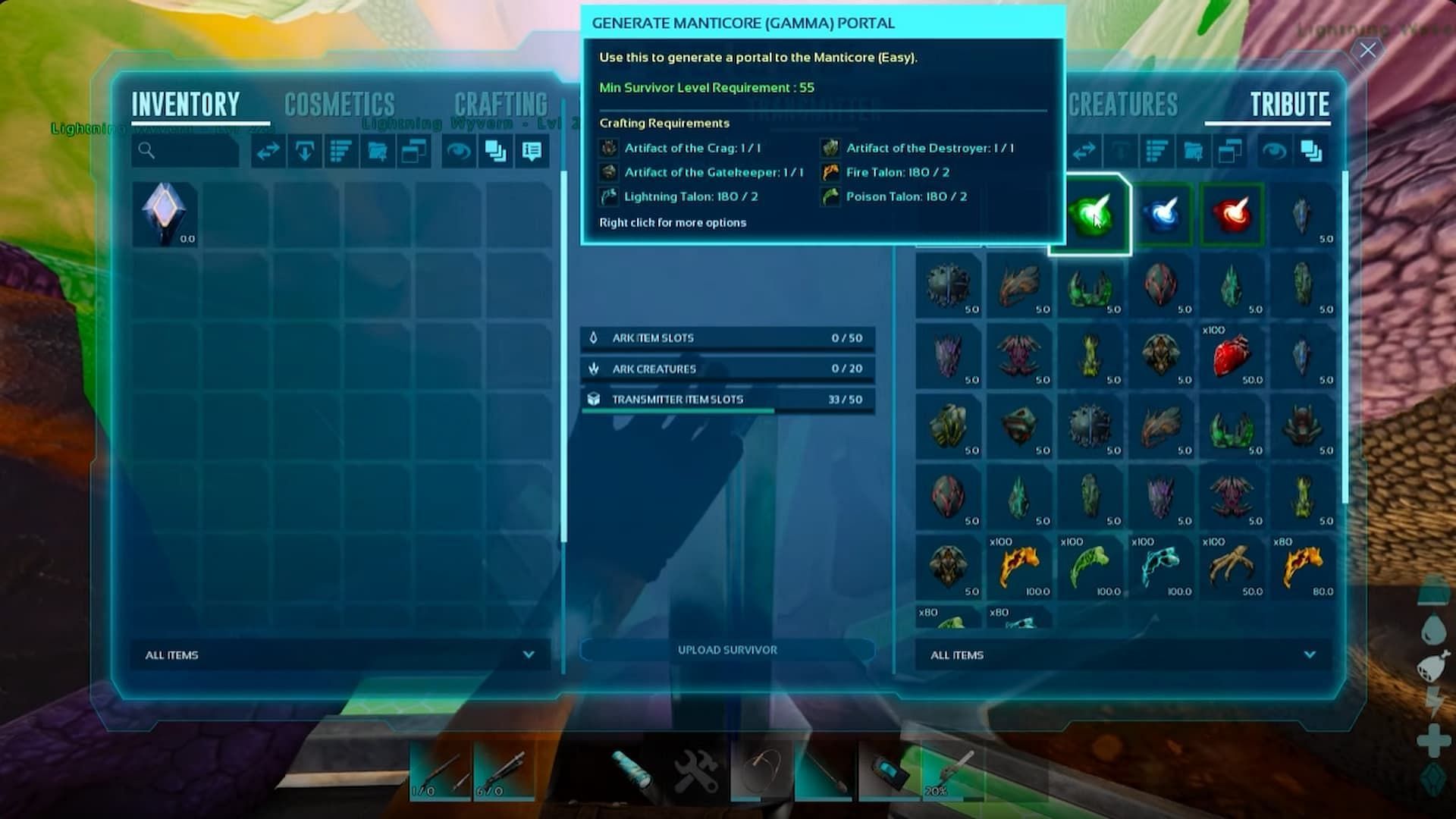 Opening a portal to the Manticore Arena (Image via Studio Wildcard and Teachers Game Too/YouTube)